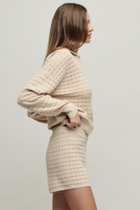 Barefoot Dreams Heathered Cotton Tulip Pointelle Collared Pullover with Short Set - HE Stone