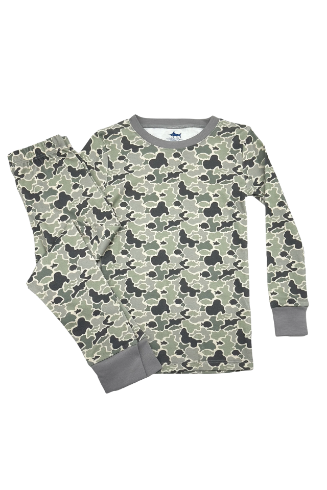 Saltwater Boys Jekyll Pima 2 Piece Pajamas - Green Camo