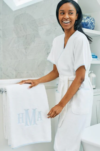 Weezie Signature Bath Sheet - Light Blue on White