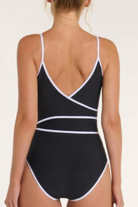 Hermoza Amelia Vneck One Piece Swimsuit - Black/White