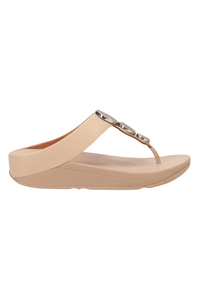 Fit Flop Halo Bead Circle Leather Toe Post Sandal - Latte Beige