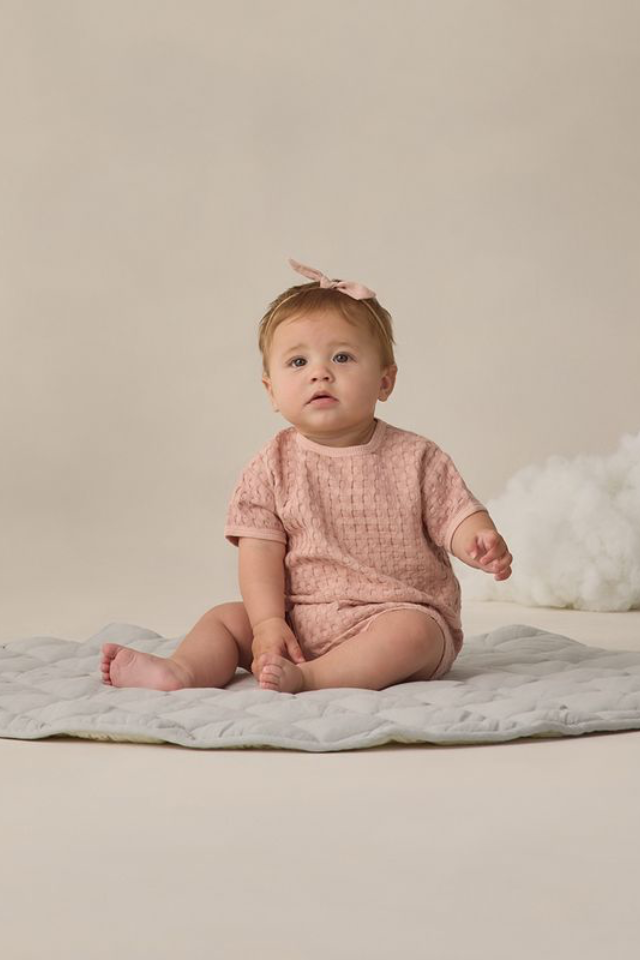 Quincy Mae Relaxed Bubble Romper - Blush