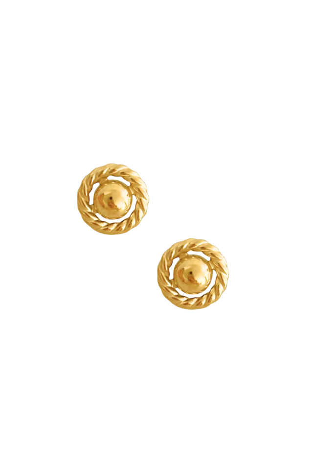 Ellie Vail Baylin Round Button Earring - Gold