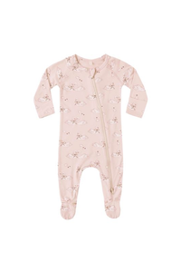 Quincy Mae Bamboo Zip Footie - Swans