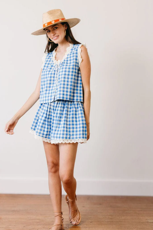 Sunshine Tienda Blue Bay Gingham Willa Short