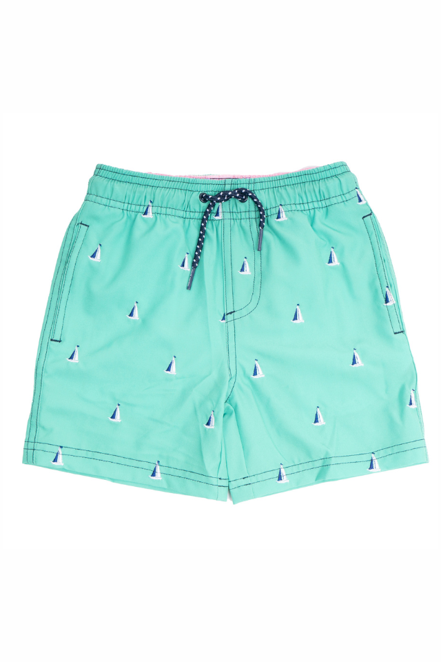 SC Boy Trunks Swimsuit - Green Sails
