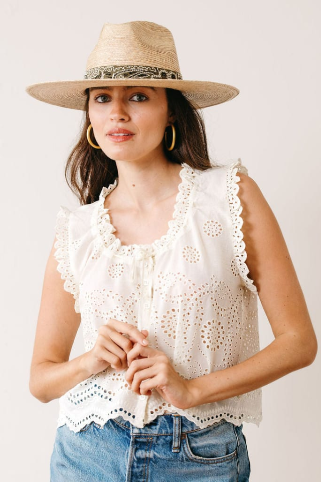 Sunshine Tienda Ivory Eyelet Birdie Top