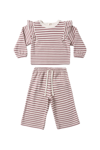Quincy Mae Ruffle Cozy Set - Mulberry Stripe