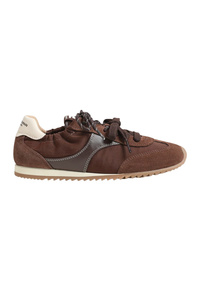 Sam Edelman Ivanna Lace Up Sneaker - Java Nylon Suede