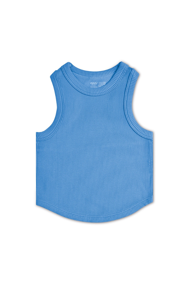 iScream Cropped Ribbed Racerback Tank Top - Ice Blue