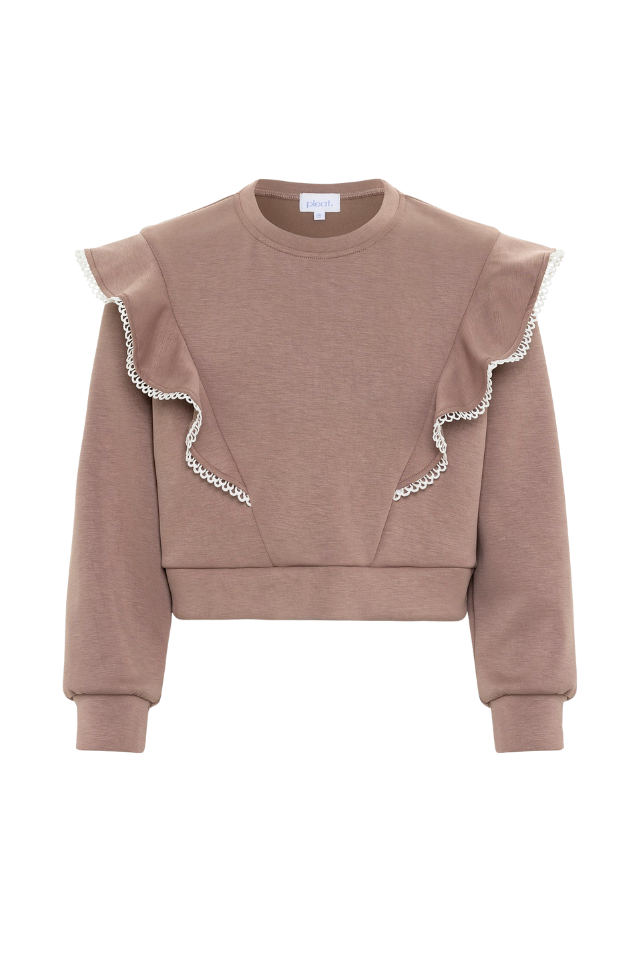 Pleat Livvy Sweatshirt- Taupe