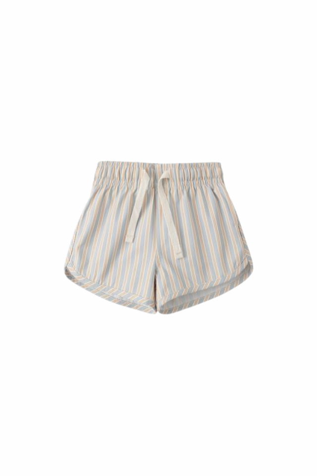 Quincy Mae Boys Swim Short - Blue + Butterscotch Stripe