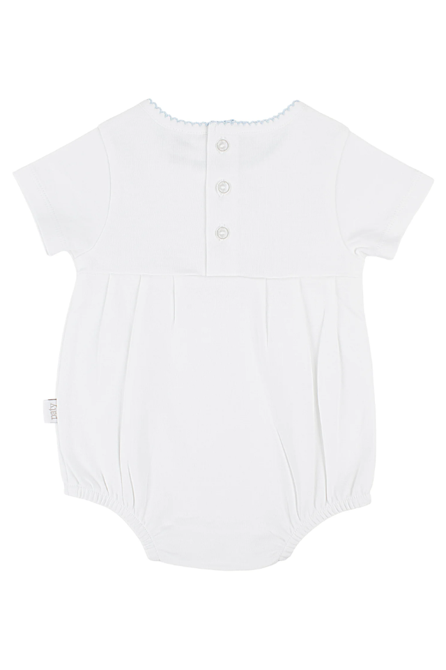 Paty Organic Cotton Picot Trim Bubble - White/Blue