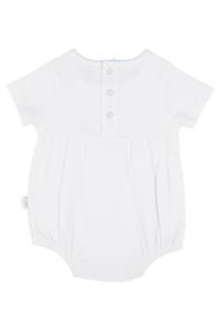 Paty Organic Cotton Picot Trim Bubble - White/Blue