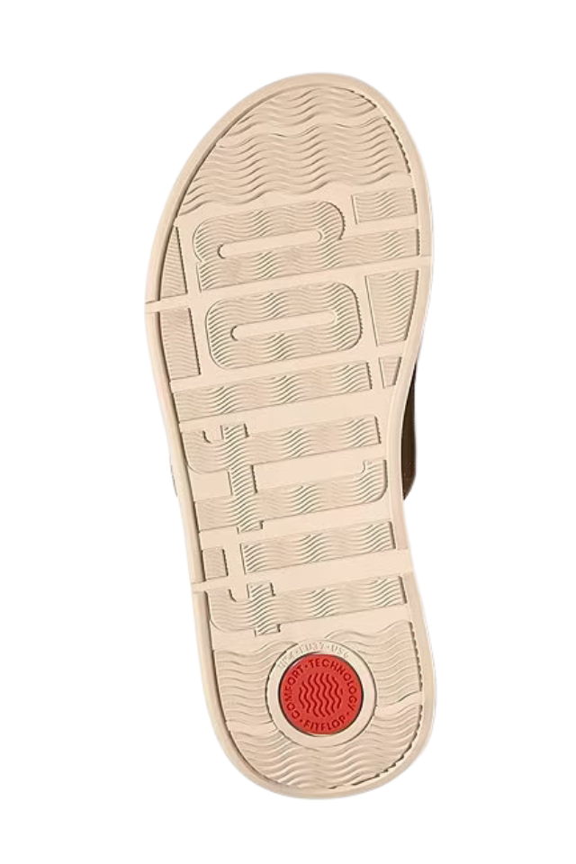 Fit Flop F-Mode Buckle Shimmerlux Flatform Two-Bar Slides - Platino