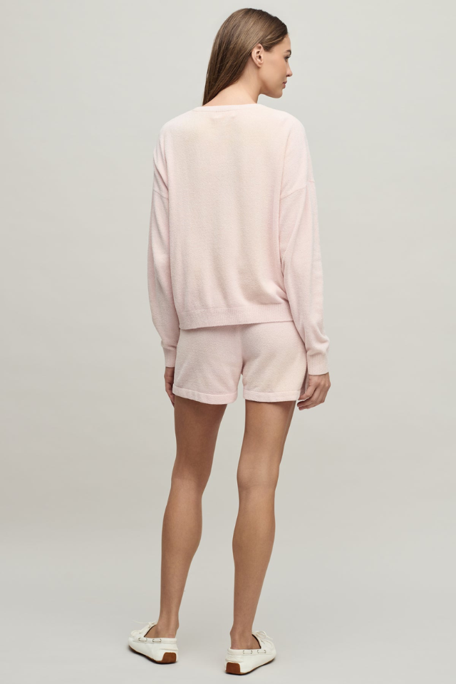 Barefoot Dreams CCUL Seamed Pullover and Short Set - Pink Sand