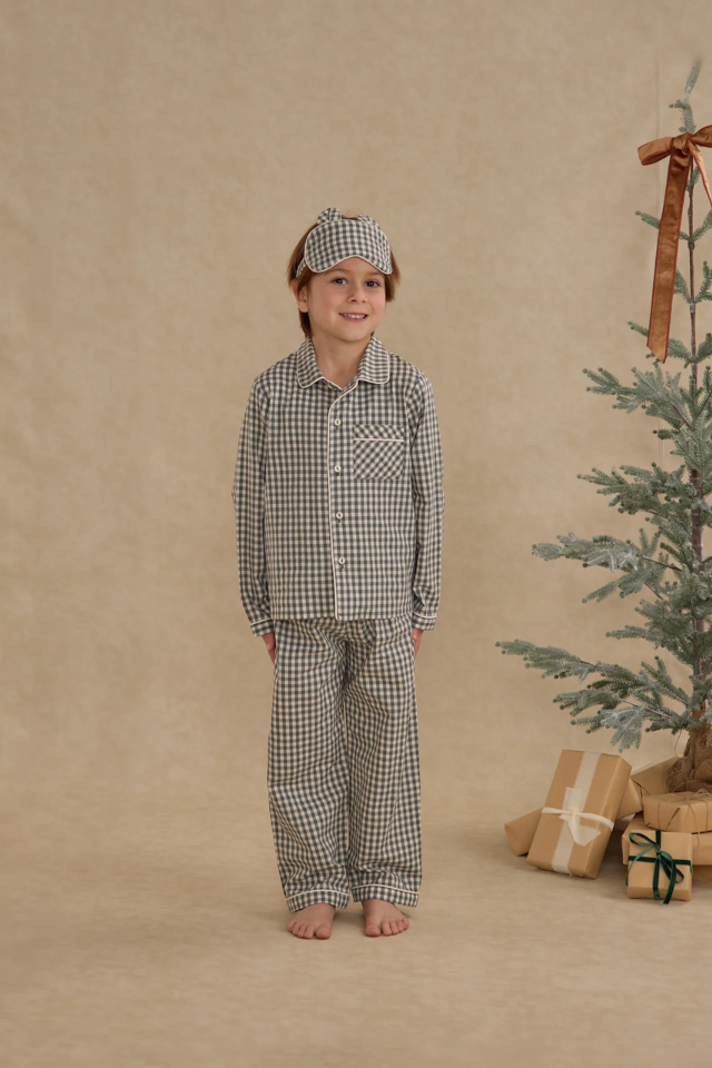 Rylee + Cru Long Sleeve Pajamas - Evergreen Gingham
