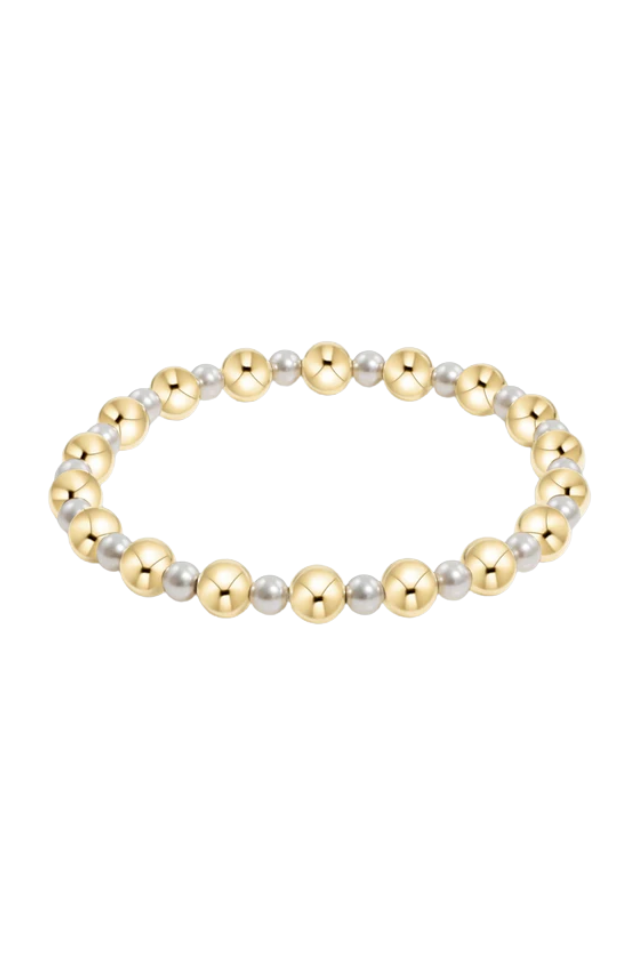 enewton Pearl Grateful Pattern 4mm Bead Bracelet -6mm Gold