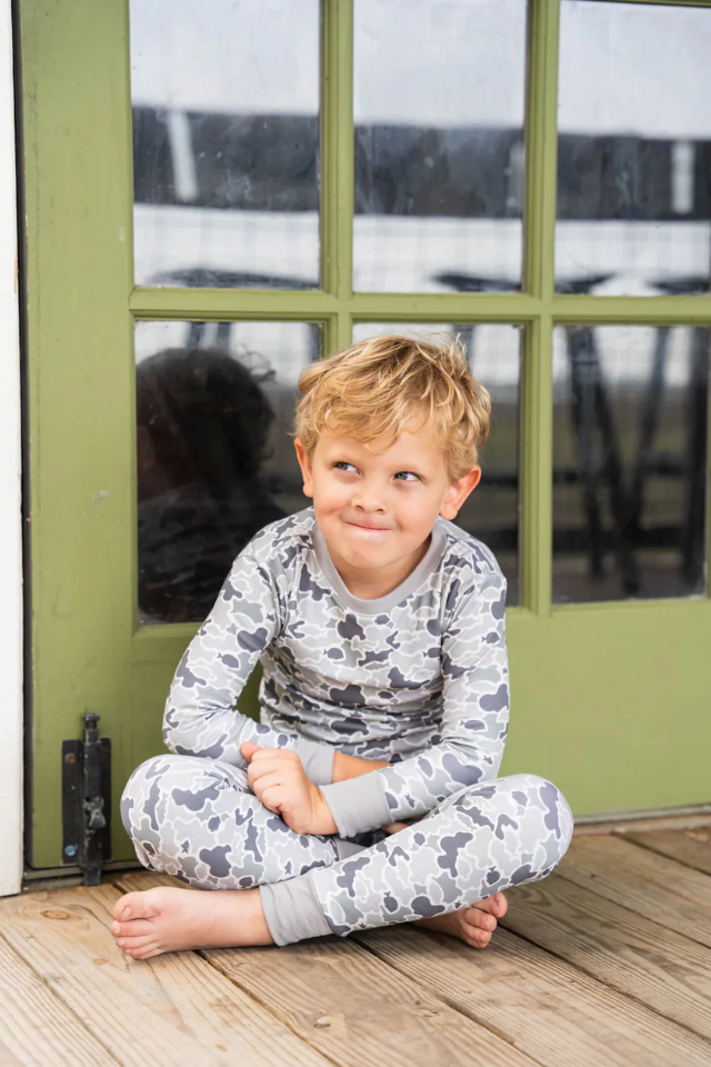 Saltwater Boys Jekyll Pima 2 Piece Pajamas - Green Camo