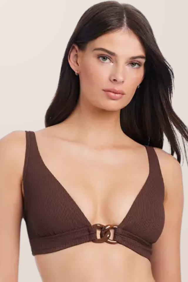 Sanctuary Swim Long Line Bra - Espresso
