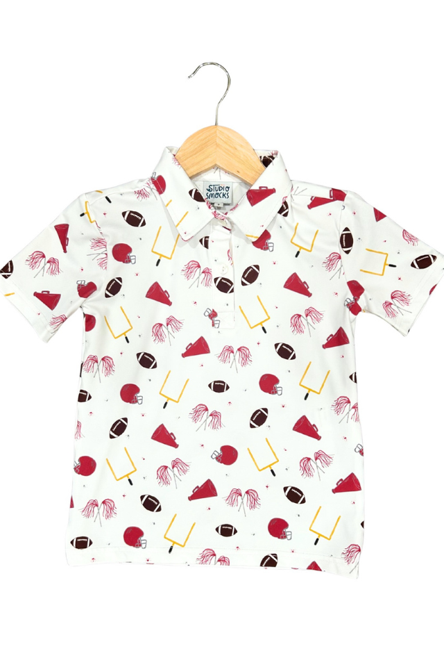 Studio Smocks Crimson/Gray Polo