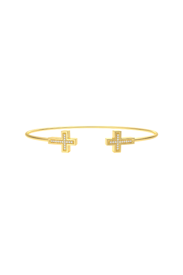 ES Gold Cross Flexi Medium Cuff Bracelet