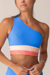 Nani Vivid Blue Flat Rib One Shoulder Colorblock - Vivid Blue