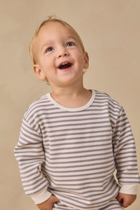 Quincy Mae Cozy Set - Slate Stripe