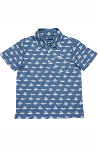 SWB Inshore SS Performance Polo - Navy White Fish