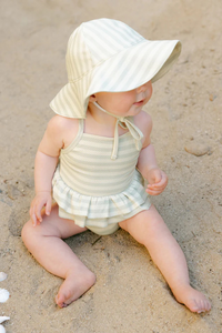 Quincy Mae Ruffled One-Piece Swimsuit - Mint Stripe