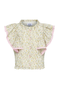 Pleat Posie Top - Cream Ditsy