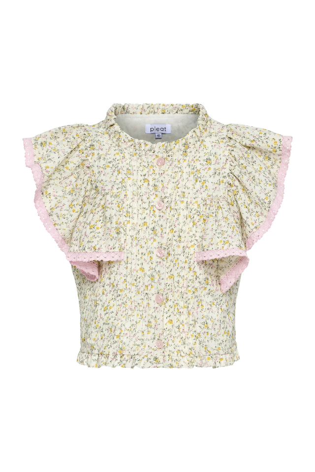 Pleat Posie Top - Cream Ditsy