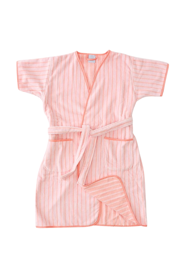 Weezie Women's Short Patterned Lightweight Robe - Coral Parker