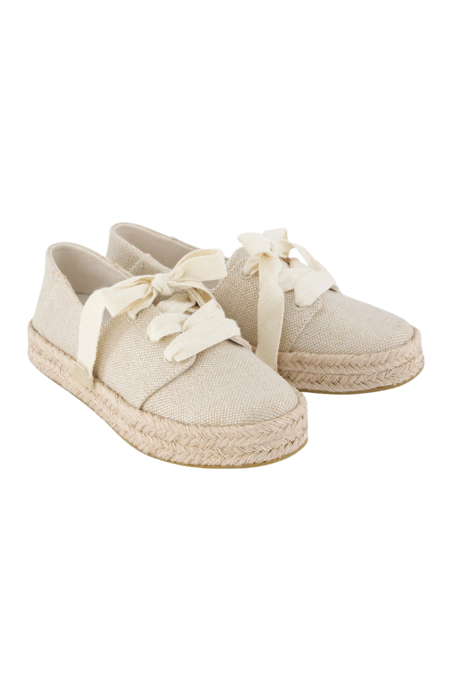 TOMS Carolina Lace Up - Champagne Glimmer Slub Canvas