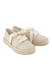 TOMS Carolina Lace Up - Champagne Glimmer Slub Canvas