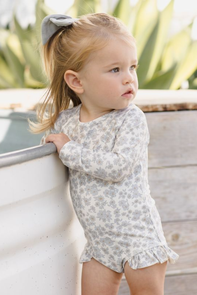 Quincy Mae Olivia Rashguard One-Piece - Blue Floral