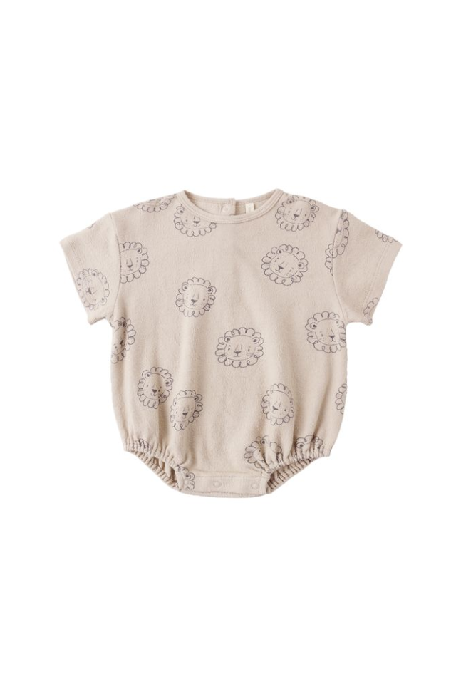 Quincy Mae Relaxed Short Sleeve Bubble Romper - Lion