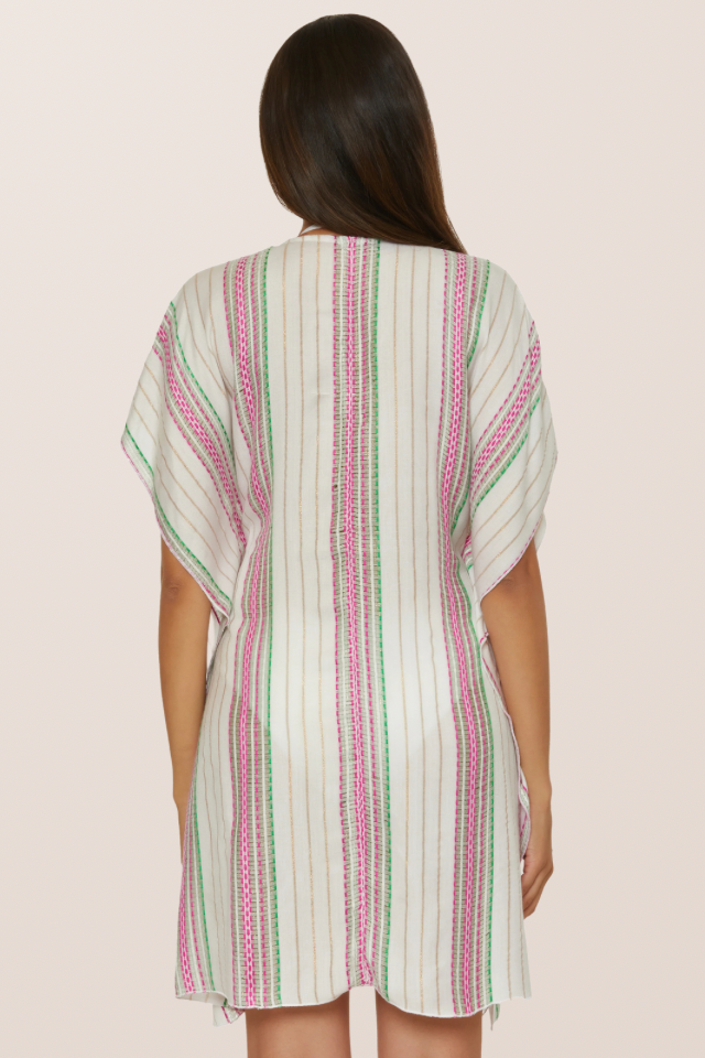 Becca Radiance Woven Tunic - White/Azalea Multi