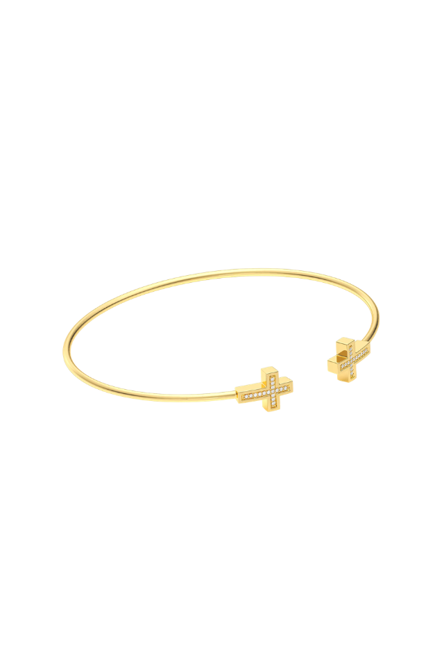 ES Gold Cross Flexi Medium Cuff Bracelet