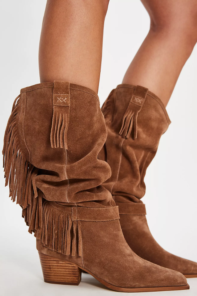 Free People Faith Fringe Western Boot - Faded Saddle Suede