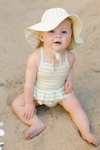 Quincy Mae Ruffled One-Piece Swimsuit - Mint Stripe