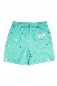 SC Boy Trunks Swimsuit - Green Sails