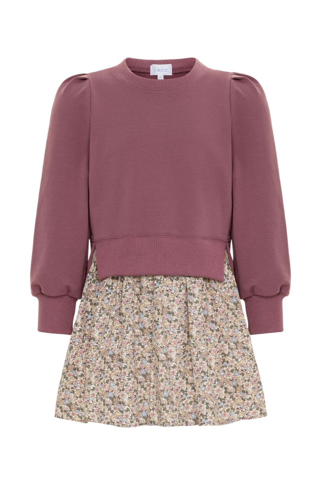 Pleat Clara Combo Dress - Rose