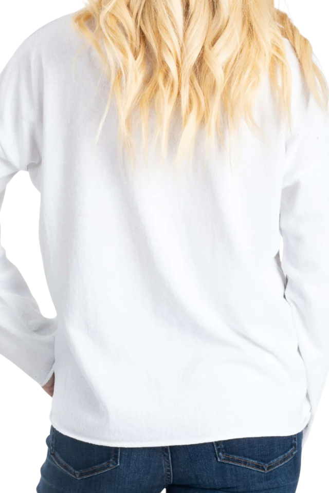 Town Pride Intarsia Jersey Women's VNeck Sweater Flag - White Combo