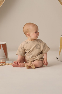 Quincy Mae Relaxed Short Sleeve Bubble Romper - Lion