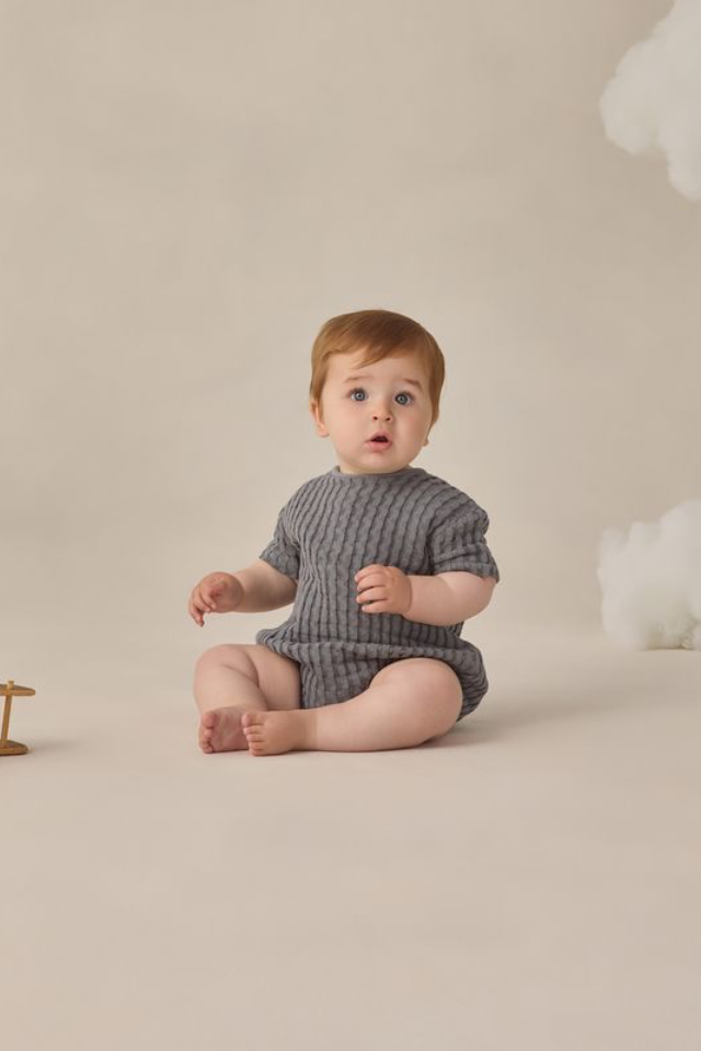 Quincy Mae Relaxed Bubble Romper - Ocean