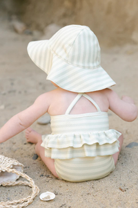 Quincy Mae Ruffled One-Piece Swimsuit - Mint Stripe