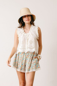 Sunshine Tienda Ivory Eyelet Birdie Top