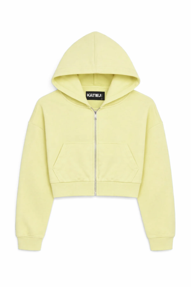 KatieJ NYC Tristan Crop Zip - Canary Yellow