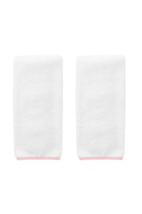Weezie Signature Hand Towels (Pair) - Ballet Pink on White